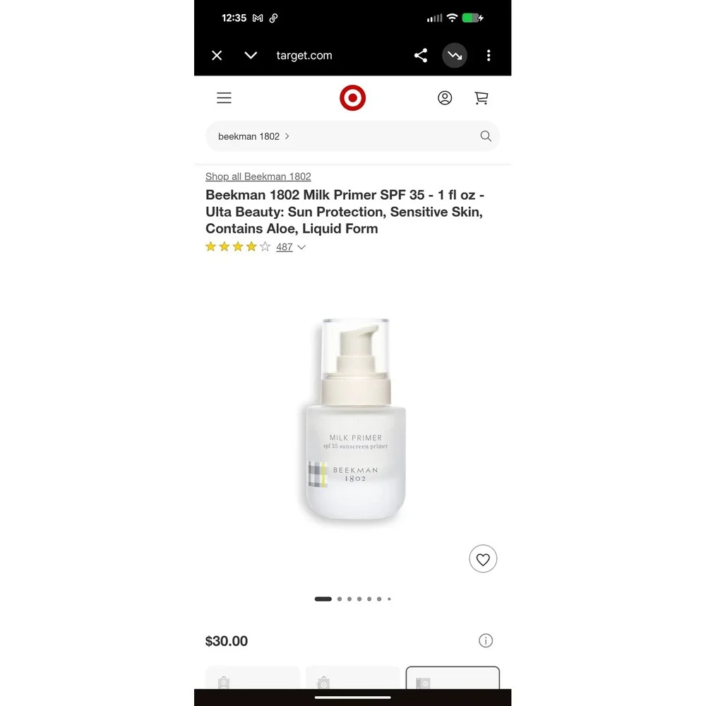 NIB Beekman 1802 Milk Primer SPF 35 Sunscreen & Face Primer 1oz